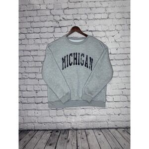 Michigan Wolverines Crewneck Sweatshirt Gray Mens Pullover Classic Comfort